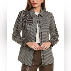 Cabi Baron Houndstooth Plaid Full Zip Utility Blazer Barn Jacket Size Large